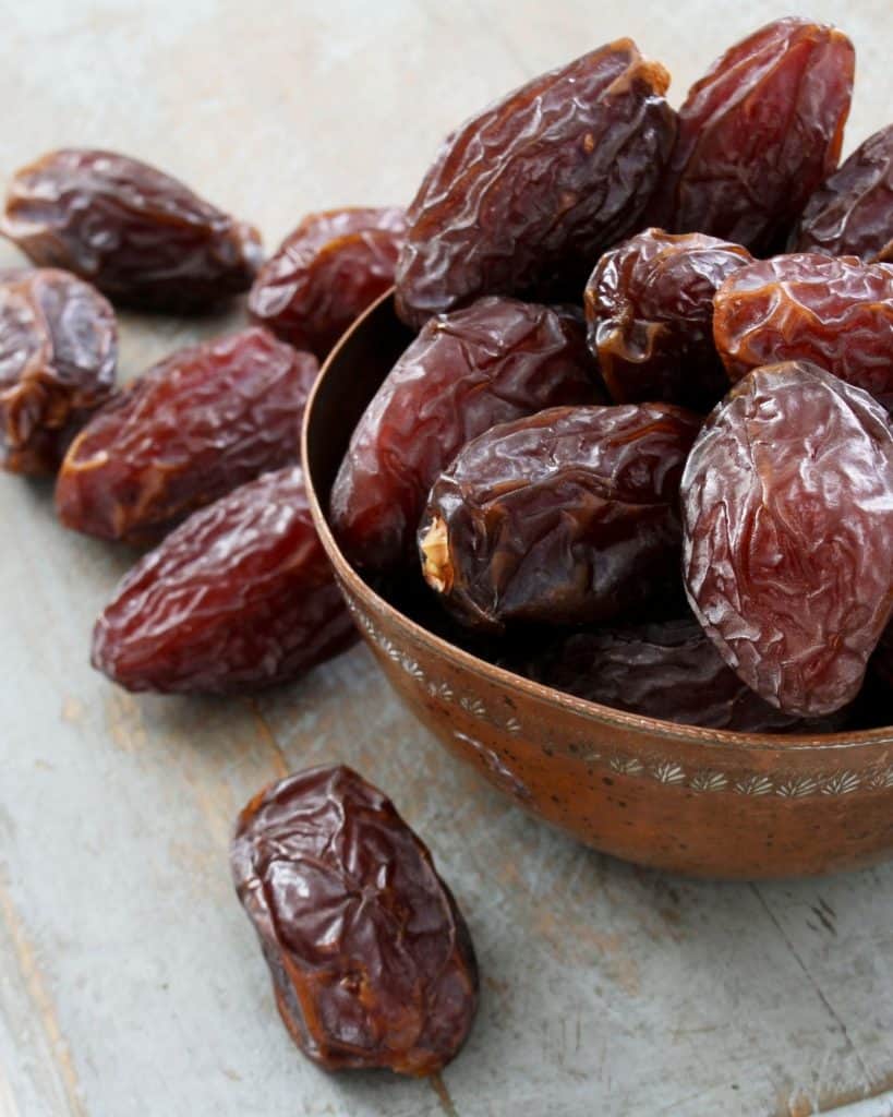 Dates piled high in a bowl for making Nabeez, a prophetic drink
